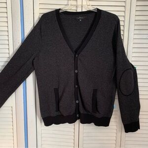 Marc Anthony Classic Black Cardigan Sweater With Elbow Patches